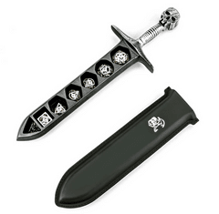 Grim Dagger Dice Case with sheath cover-Silver